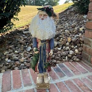 18" Santa Claus Christmas Figurine Tree Wood Bundle Holiday Decor